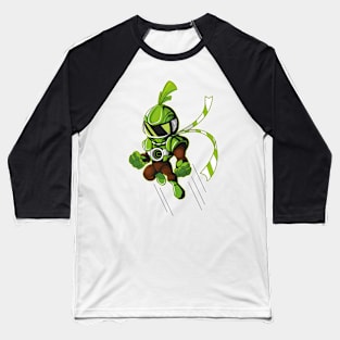 Coconut Superhero Cartoon in Action Baseball T-Shirt